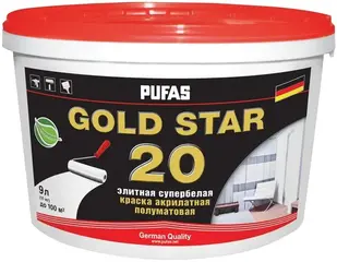 Пуфас Gold Star 20 элитная супербелая краска акрилатная полуматовая