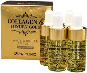 3W Clinic Collagen & Luxury Gold Anti-Wrinkle Ampoule сыворотка антивозрастная для лица с коллагеном и золотом