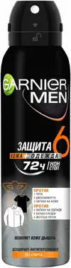Garnier Men Защита 6 Кожа+Одежда дезодорант-антиперспирант для мужчин аэрозоль