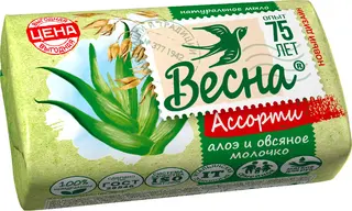 Весна Ассорти Алоэ и Овсяное Молочко мыло туалетное