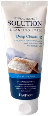 Deoproce Natural Perfect Solution Cleansing Foam Deep Cleansing пенка для умывания с рисовой водой и злаками