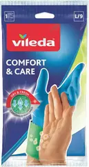 Vileda Comfort & Care перчатки с кремом для чувствительной кожи рук