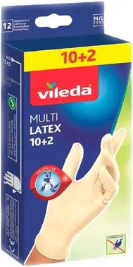 Перчатки латексные одноразовые Vileda Multi Latex 10+2