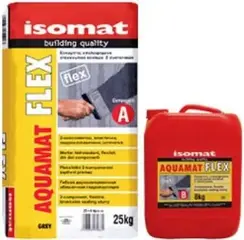 Isomat Aquamat-Flex двухкомпонентный гибкий обмазочный гидроизоляционный раствор