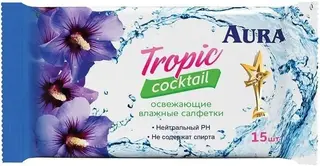 Aura Tropic Cocktail освежающие влажные салфетки
