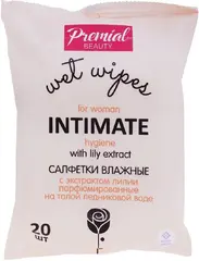 Premial Intimate с Экстрактом Лилии салфетки влажные для интимной гигиены парфюмированные