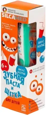 Silcamed Вкус Кола набор (зубная паста для детей от 6 лет + зубная щетка)