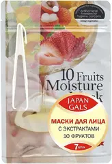 Japan Gals 10 Fruits Moisture Mask маска тканевая с экстрактами 10 фруктов