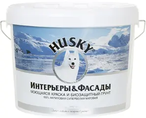 Хаски Интерьеры & Фасады краска моющаяся и грунт биозащитный