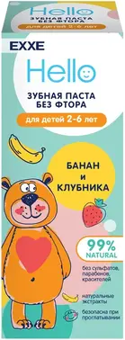Exxe Hello Банан и Клубника паста зубная для детей от 2 до 6 лет