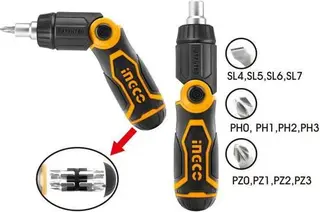 Ingco отвертка с трещоткой и набором бит