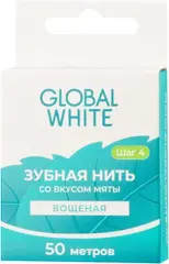 Global White со Вкусом Мяты нить зубная вощеная из микрокристаллического воска