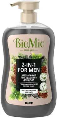 Biomio For Men с Эфирными Маслами Мяты и Кедра гель-шампунь для душа 2 в 1 натуральный