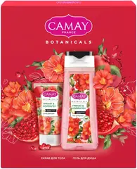 Camay Botanicals Гранат & Коллаген набор подарочный (гель для душа + скраб для тела)